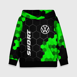 Толстовка-худи детская Volkswagen green sport hexagon, цвет: 3D-черный
