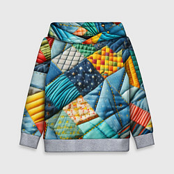Толстовка-худи детская Лоскутное одеяло - пэчворк, цвет: 3D-меланж