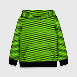 Толстовка-худи детская Кислотный зелёный имитация сетки, цвет: 3D-черный
