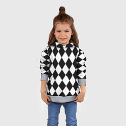 Толстовка-худи детская Арлекин черно-белый, цвет: 3D-меланж — фото 2