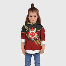 Толстовка-худи детская Великая отечественная - бордовый и золото, цвет: 3D-белый — фото 2