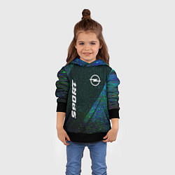 Толстовка-худи детская Opel sport glitch blue, цвет: 3D-черный — фото 2