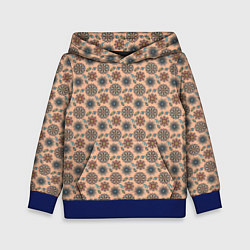 Толстовка-худи детская Цветочный узор в стиле бохо, цвет: 3D-синий