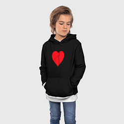 Толстовка-худи детская Broken heart, цвет: 3D-белый — фото 2