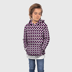Толстовка-худи детская Чёрно-розовые ячейки, цвет: 3D-белый — фото 2
