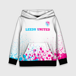 Толстовка-худи детская Leeds United neon gradient style посередине, цвет: 3D-черный