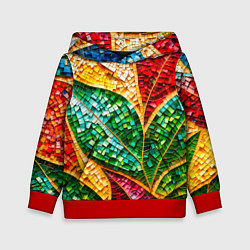 Толстовка-худи детская Яркая мозаика с разноцветным абстрактным узором и, цвет: 3D-красный