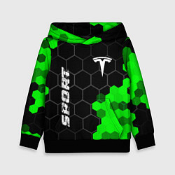 Детская толстовка Tesla green sport hexagon