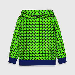 Толстовка-худи детская Зелёные лепестки шестиугольники, цвет: 3D-синий
