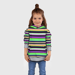 Толстовка-худи детская Зелёно-фиолетовый полосатый, цвет: 3D-меланж — фото 2
