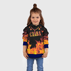 Толстовка-худи детская Слава - имя в огне, цвет: 3D-синий — фото 2