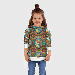 Толстовка-худи детская Лисицы и объемные узоры, цвет: 3D-белый — фото 2