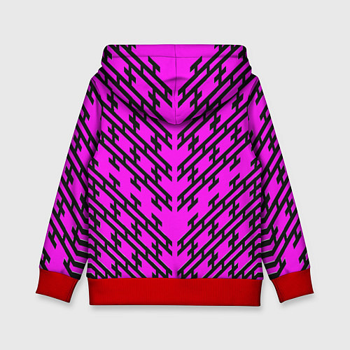 Детская толстовка Чёрные полосы на розовом фоне / 3D-Красный – фото 2