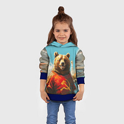 Толстовка-худи детская Медведь с гербом СССР, цвет: 3D-синий — фото 2
