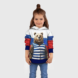 Толстовка-худи детская Медведь и флаг России, цвет: 3D-синий — фото 2