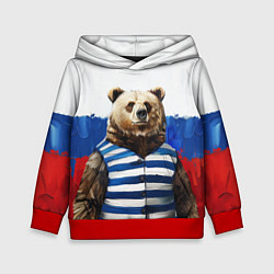 Детская толстовка Медведь и флаг России