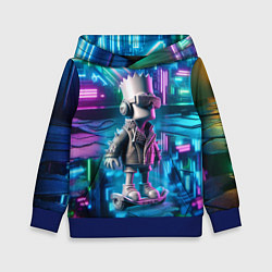 Детская толстовка Необычный Барт Симпсон в ночном неоновом городе