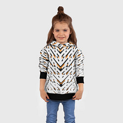 Толстовка-худи детская Чёрные и жёлтые полосы на белом фоне, цвет: 3D-черный — фото 2