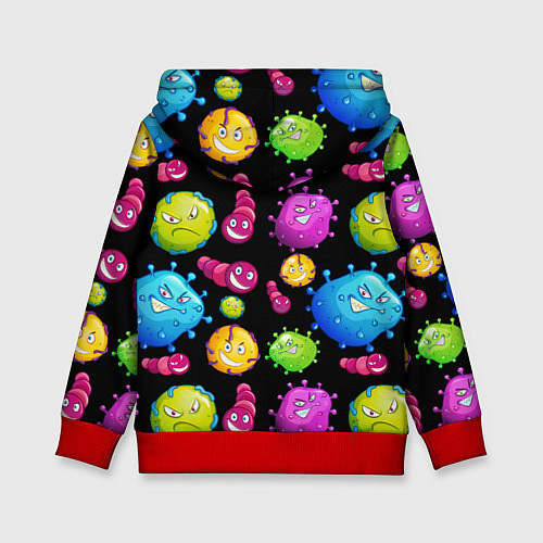 Детская толстовка Смешные бактерии паттерн / 3D-Красный – фото 2