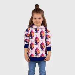Толстовка-худи детская Абстракция листок, цвет: 3D-синий — фото 2
