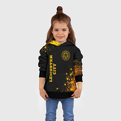 Толстовка-худи детская Leicester City - gold gradient вертикально, цвет: 3D-черный — фото 2