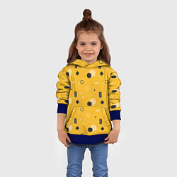Толстовка-худи детская Геометрия в стиле мемфис на желтом, цвет: 3D-синий — фото 2