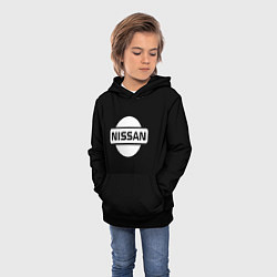 Толстовка-худи детская Nissan logo white, цвет: 3D-черный — фото 2