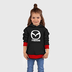 Толстовка-худи детская Mazda logo white, цвет: 3D-красный — фото 2