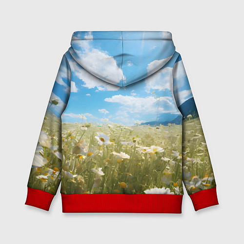 Детская толстовка Ромашковое поле / 3D-Красный – фото 2