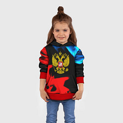 Толстовка-худи детская Россия герб огненый стиль, цвет: 3D-красный — фото 2