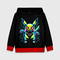 Детская толстовка Pikachu and skeletons - neon glow ai art