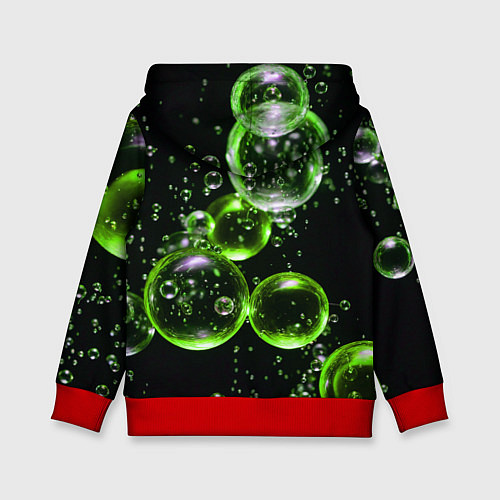 Детская толстовка Зеленые пузыри на черном / 3D-Красный – фото 2