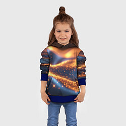 Толстовка-худи детская Блестящая лакшери текстура, цвет: 3D-синий — фото 2