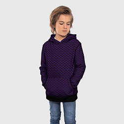 Толстовка-худи детская Чёрно-фиолетовый ломаные полосы, цвет: 3D-черный — фото 2