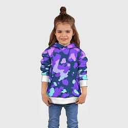 Толстовка-худи детская Паттерн с розовыми фиолетовыми и голубыми пятнами, цвет: 3D-белый — фото 2