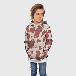 Толстовка-худи детская Коровий паттерн коричневого цвета, цвет: 3D-белый — фото 2