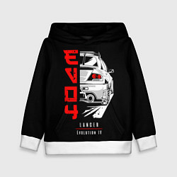 Толстовка-худи детская Mitsubishi Lancer - Evolution 4, цвет: 3D-белый