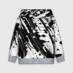 Толстовка-худи детская Чёрно белая абстракция - кляксы, цвет: 3D-меланж