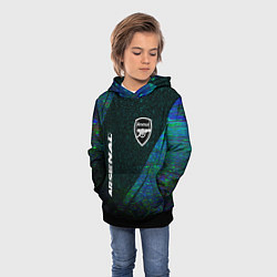 Толстовка-худи детская Arsenal glitch blue, цвет: 3D-черный — фото 2