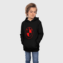 Толстовка-худи детская BMW red logo, цвет: 3D-черный — фото 2