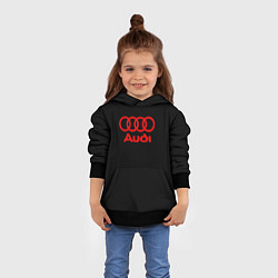 Толстовка-худи детская Audi red logo, цвет: 3D-черный — фото 2
