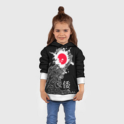 Толстовка-худи детская Япония - океан, цвет: 3D-белый — фото 2