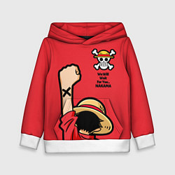 Толстовка-худи детская One Piece - captain Monkey D Luffy, цвет: 3D-белый