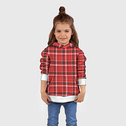 Толстовка-худи детская Красный клетчатый узор, цвет: 3D-белый — фото 2