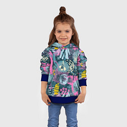 Толстовка-худи детская Акварельная абстракция узор, цвет: 3D-синий — фото 2