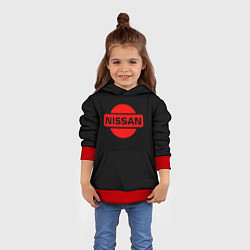 Толстовка-худи детская Nissan red logo, цвет: 3D-красный — фото 2