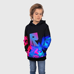 Толстовка-худи детская Roblox neon flame, цвет: 3D-черный — фото 2
