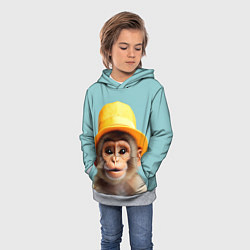 Толстовка-худи детская Мартышка в шляпе, цвет: 3D-меланж — фото 2