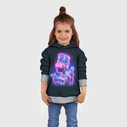 Толстовка-худи детская Неоновый Барт Симпсон - киберпанк фантазия, цвет: 3D-меланж — фото 2
