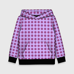 Толстовка-худи детская Сиреневый паттерн в горошек, цвет: 3D-черный